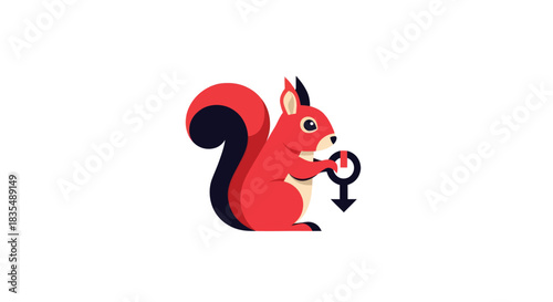 Cartoon squirrel holding a download icon
