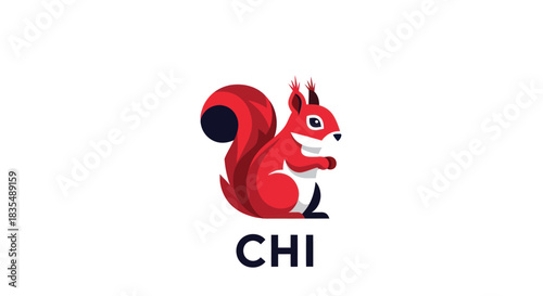 Stylized red squirrel illustration with large tail