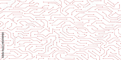 This seamless circuit board pattern illustration, resembling a digital labyrinth, features a highly detailed electronic texture suitable for a technological wallpaper design. Abstract seamless pattern