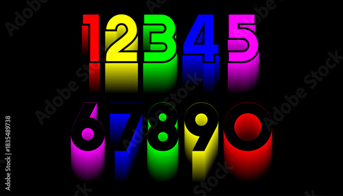 Colorful Numeric Illustration Displaying Numbers from One to Zero Sequence