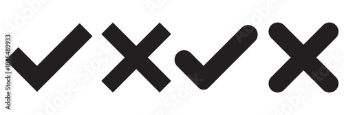 Check box tick mark icon set button correct right wrong buttons or yes or no checkmark red cross green tick vector illustration, PNG transparent background