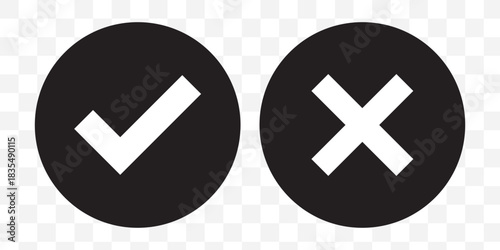 Check box tick mark icon set button correct right wrong buttons or yes or no checkmark red cross green tick vector illustration, PNG transparent background
