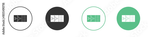 Airline ticket icons silhouettes set isolated pack
