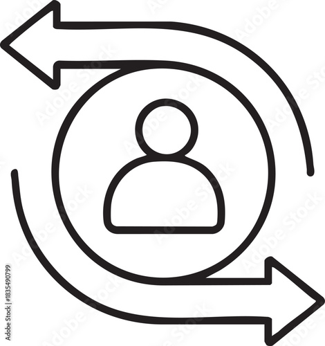Returning icon, featuring a curved arrow pointing backward, symbolizing the process of return or reversal. Often used to represent the action of going back, refunds, or product returns in e-commerce. 