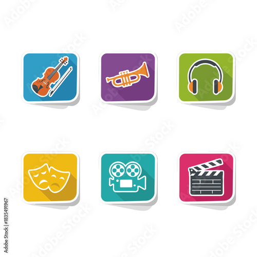 Entertainment and Music Square Icon Set