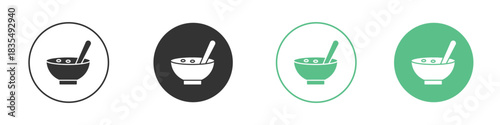 Bowl of soup icons silhouettes set isolated pack