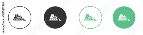 Bulldozer icons silhouettes set isolated pack