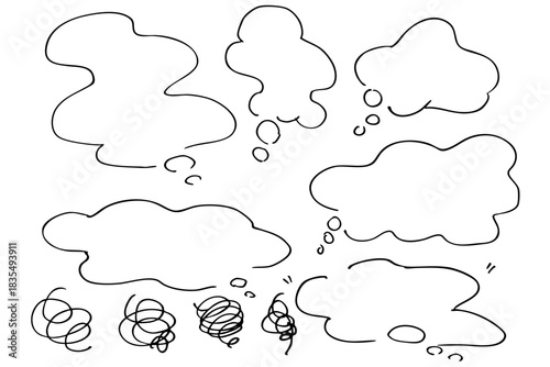 もやもや吹き出しアイコン｜悩み・不満・ストレスを表す手描き線画イラスト