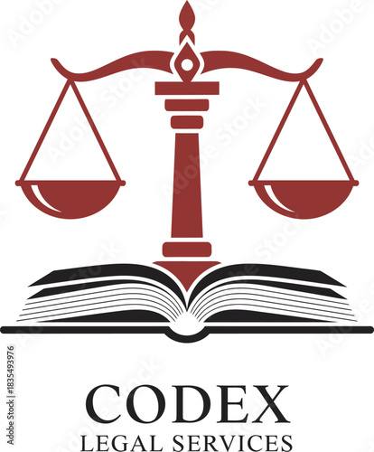 Codex Legal Services Logo with Scales and Open Book Vector Illustration 
