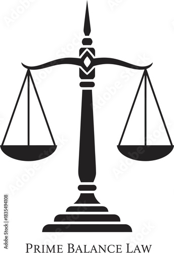 Prime Balance Law firm logo featuring scales of justice Vector Illustration 