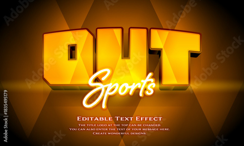 [Editable Text Effect Logo] ”Out  Sports Logo” The title logo style is a sporty logo that shines like neon on crystal glass.