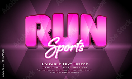 [Editable Text Effect Logo] ”Run  Sports Logo” The title logo style is a sporty logo that shines like neon on crystal glass.