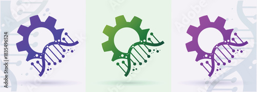 Gear DNA helix logo settings engineering automation biotech genetics technology modern icon
