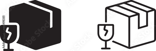 Modern and fragile package icons for shipping and logistics