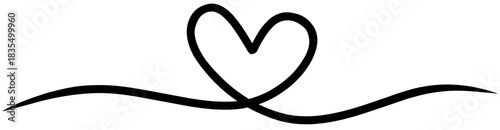 Elegant one line drawing of  black hearts for Valentine's Day