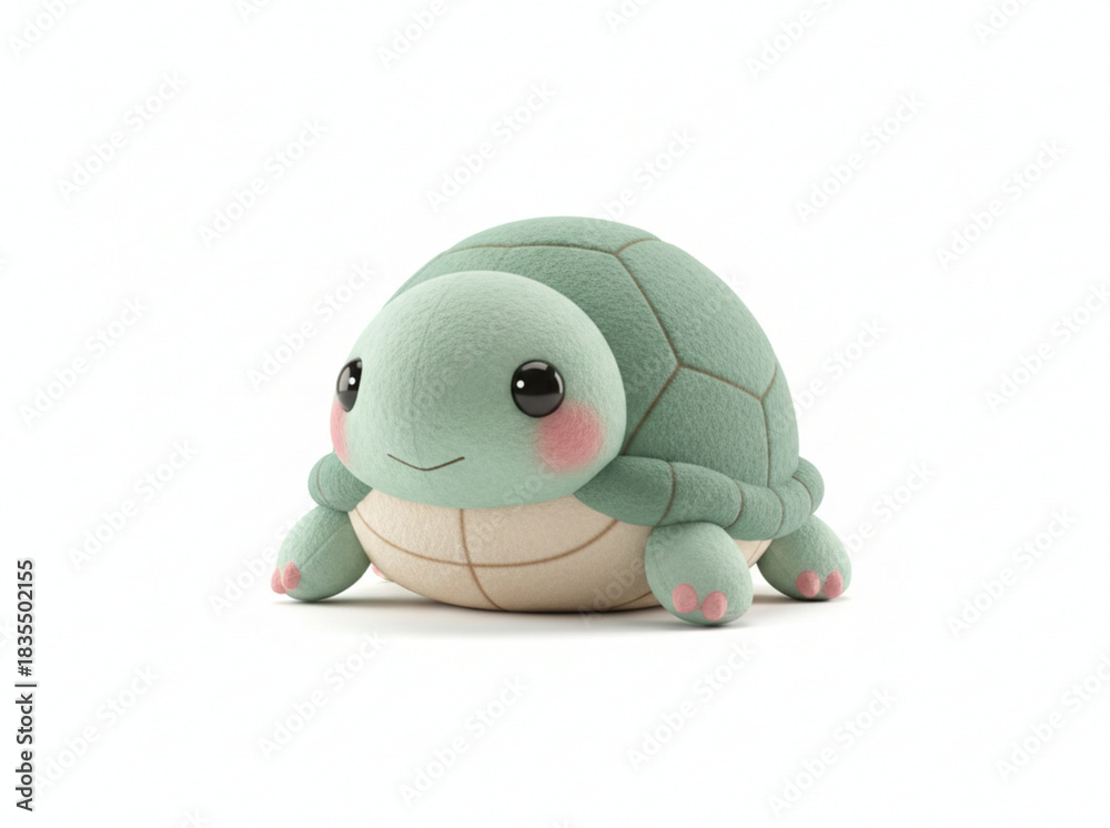 Fototapeta premium Cute fluffy tortoise plush toy isolated on white background
