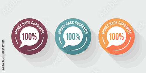 Money Back Guarantee Labels Emphasizing Customer Satisfaction and Trust in Business and Service Offerings with Promotional Benefits