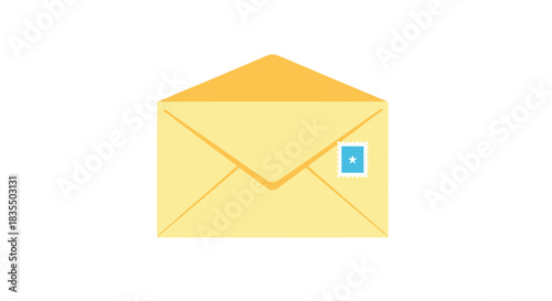 Light-yellow envelope with a blue star stamp
