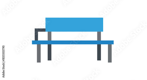 Minimalist blue park bench