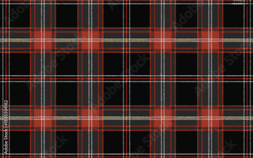 Classic Tartan Plaid Pattern with Red Gray White and Black for Textile Design or Fashion Background and Clothing Material