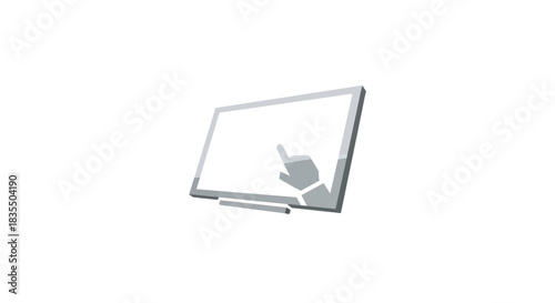 A grey touchscreen with finger pointing