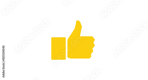 Simplified yellow thumbs-up gesture against white