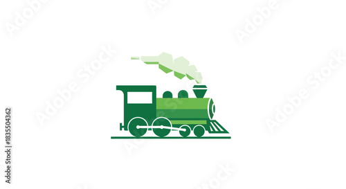 Green steam train icon with puff of smoke