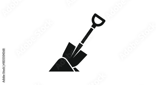 Shovel digging in dirt, simple icon