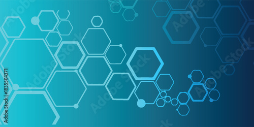 Abstract digital technology with hexagon geometric pattern on dark blue background with gradient texture. abstract decoration