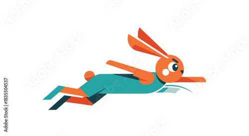 Geometric-style cartoon rabbit sprinting