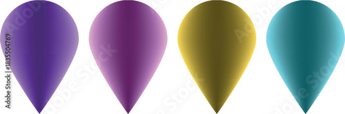 Colorful Balloon Icons Set – Birthday Party Helium Balloons, Celebration Symbols, Map Markers and Travel Pins – Fun Decorative Vector Illustrations for Holidays, Events and Web Design