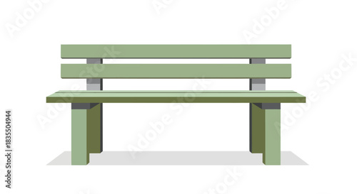 Simple, light green bench with horizontal slats for back
