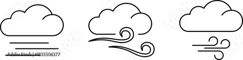 Stylized icons representing windy weather conditions
