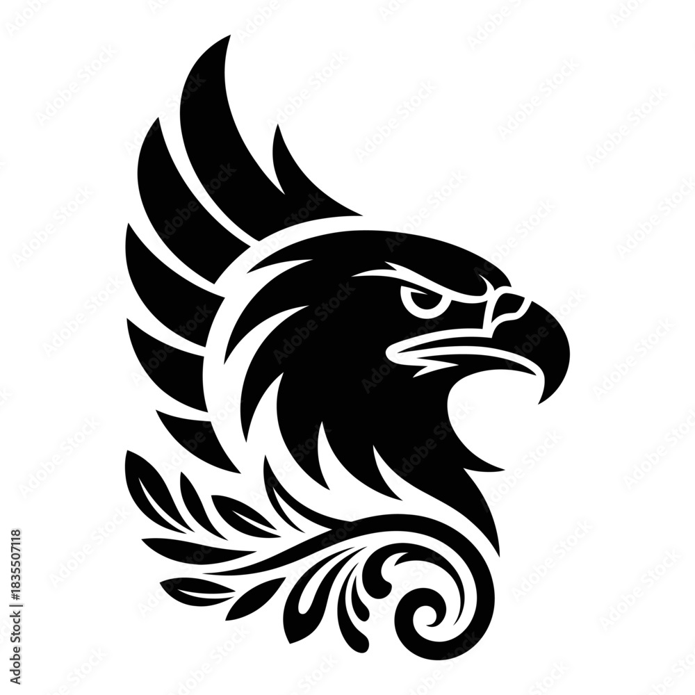 Fototapeta premium Bold Tribal Eagle Silhouette Logo