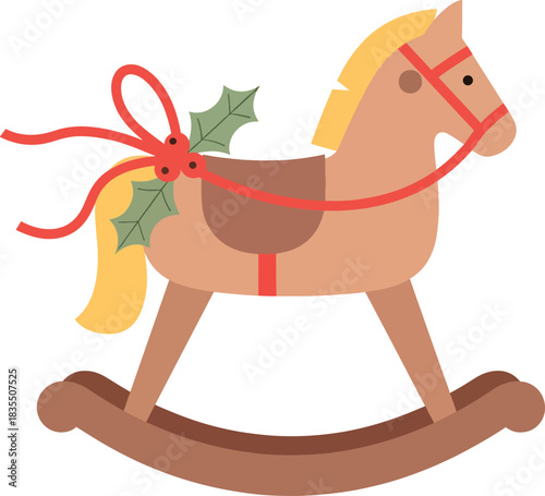 Christmas Rocking Horse Toy – Holiday Decorative Vector Illustration