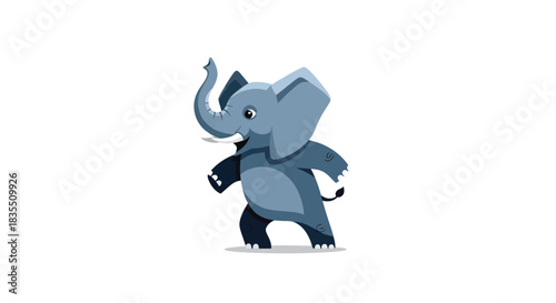 Animated elephant stands cheerfully