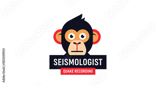 Cartoon monkey face with "Seismologist quake recording" text below