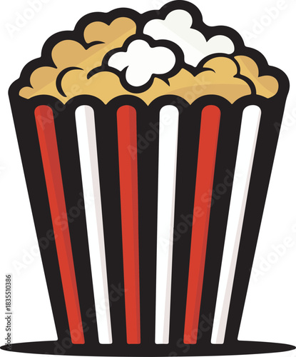 Popcorn in a red box isolated on transparent background