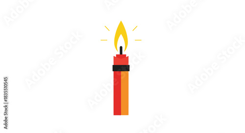 Lit candle icon with flat, geometric design