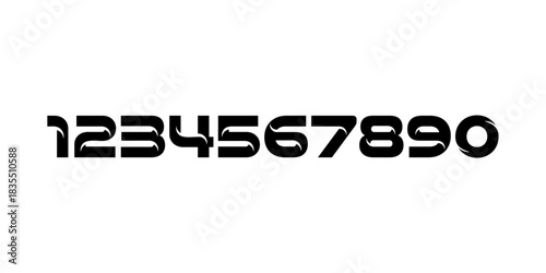 Black Numbers 1234567890 on White Background.