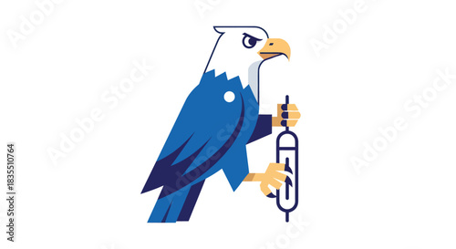 Minimalist eagle holding a serum syringe