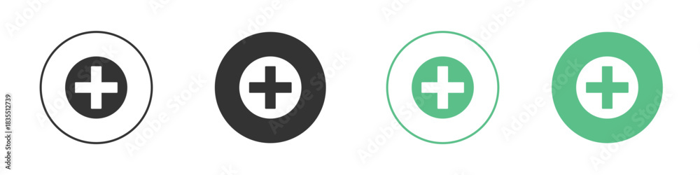 Obraz premium Plus icons silhouettes set isolated pack