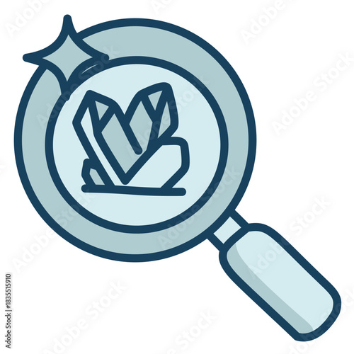 Glacial magnifying glass search icon with ice shards graphic symbol