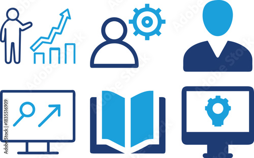 Digital Marketing and Business Strategy Icons Set