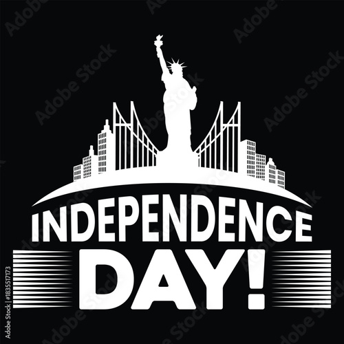 USA Independence Day t-shirt design silhouette vector art illustration, 4th of July Independence Day