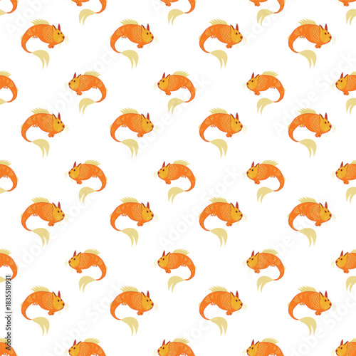 Fishcat pattern. Printable pattern. Goldfish with a cat's head.