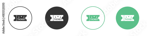 Ticket stub icons silhouettes set isolated pack