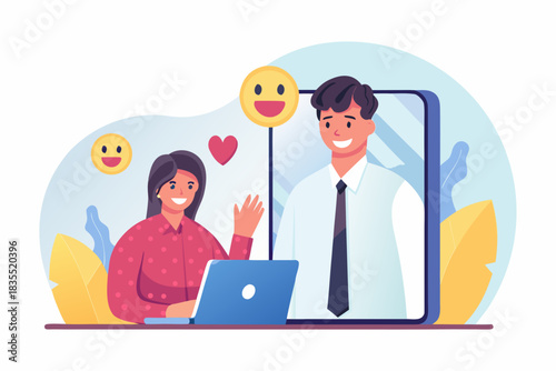 Online video conference with business colleagues on laptop screen