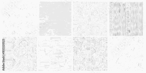 Collection of eight abstract monochrome patterns for backgrounds and textures