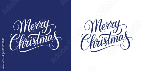 Merry Christmas hand lettering calligraphy. Merry Christmas script text. Handwriting thin Letters Merry Christmas background.